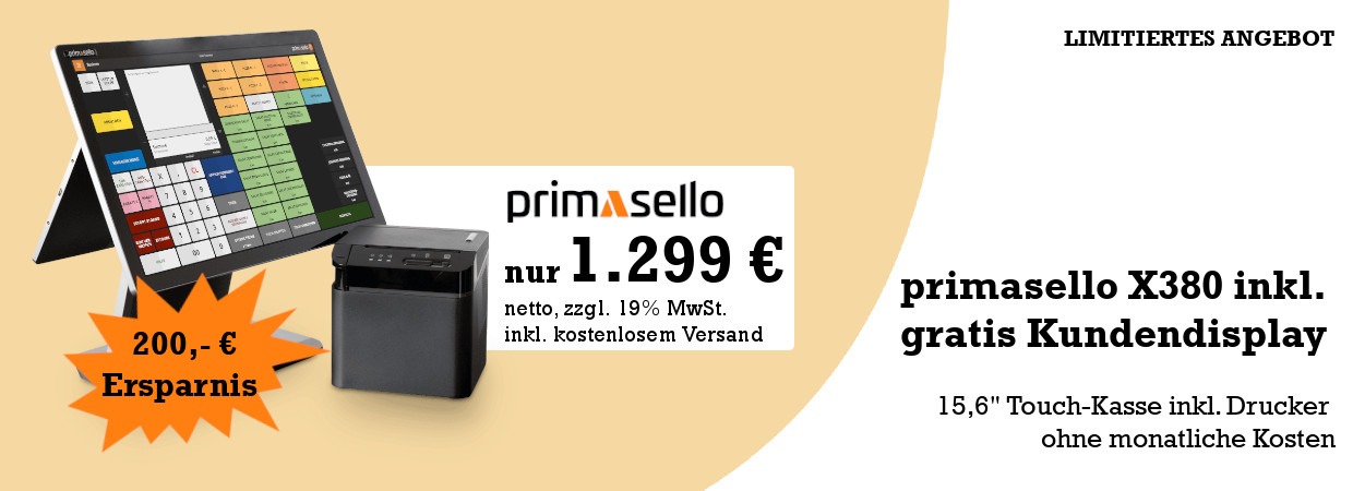 primasello X380 PRO inkl. gratis Kundendisplay primasello X380 PRO inkl. gratis Kundendisplay