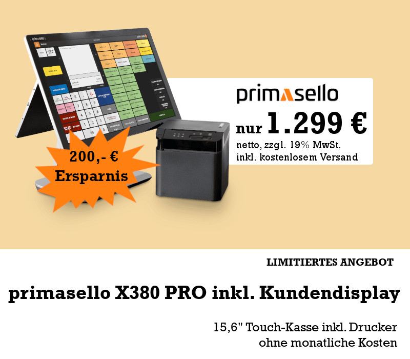 primasello X380 PRO inkl. gratis Kundendisplay primasello X380 PRO inkl. gratis Kundendisplay