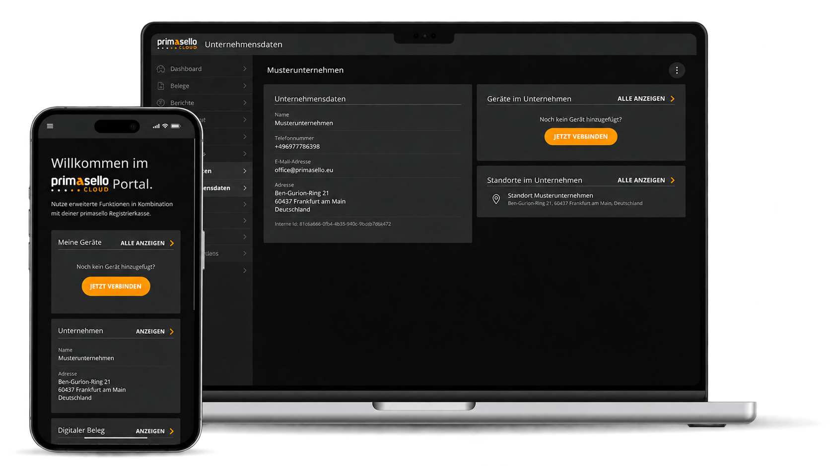 primasello CLOUD auf Smartphone und Laptop