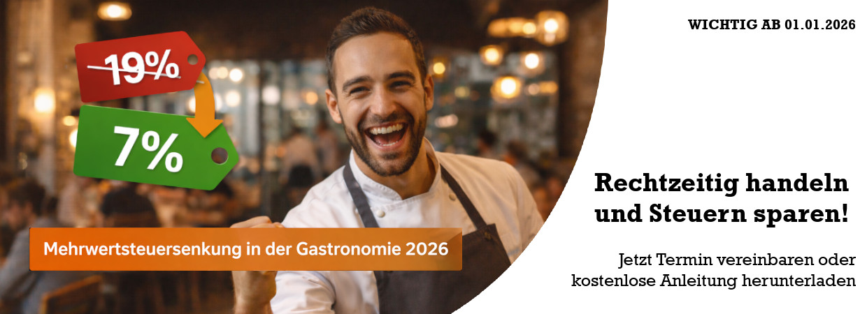 Mehrwertsteuersenkung in der Gastronomie zum 01.01.2026